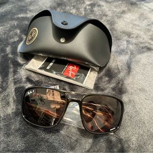 Ray-Ban Polarized Wrap Around Polished Havana Sunglasses